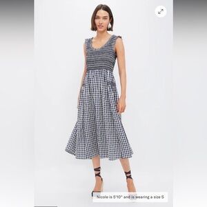 POMANDER PLACE
Navy Gingham Smocked Abilene Midi Dress